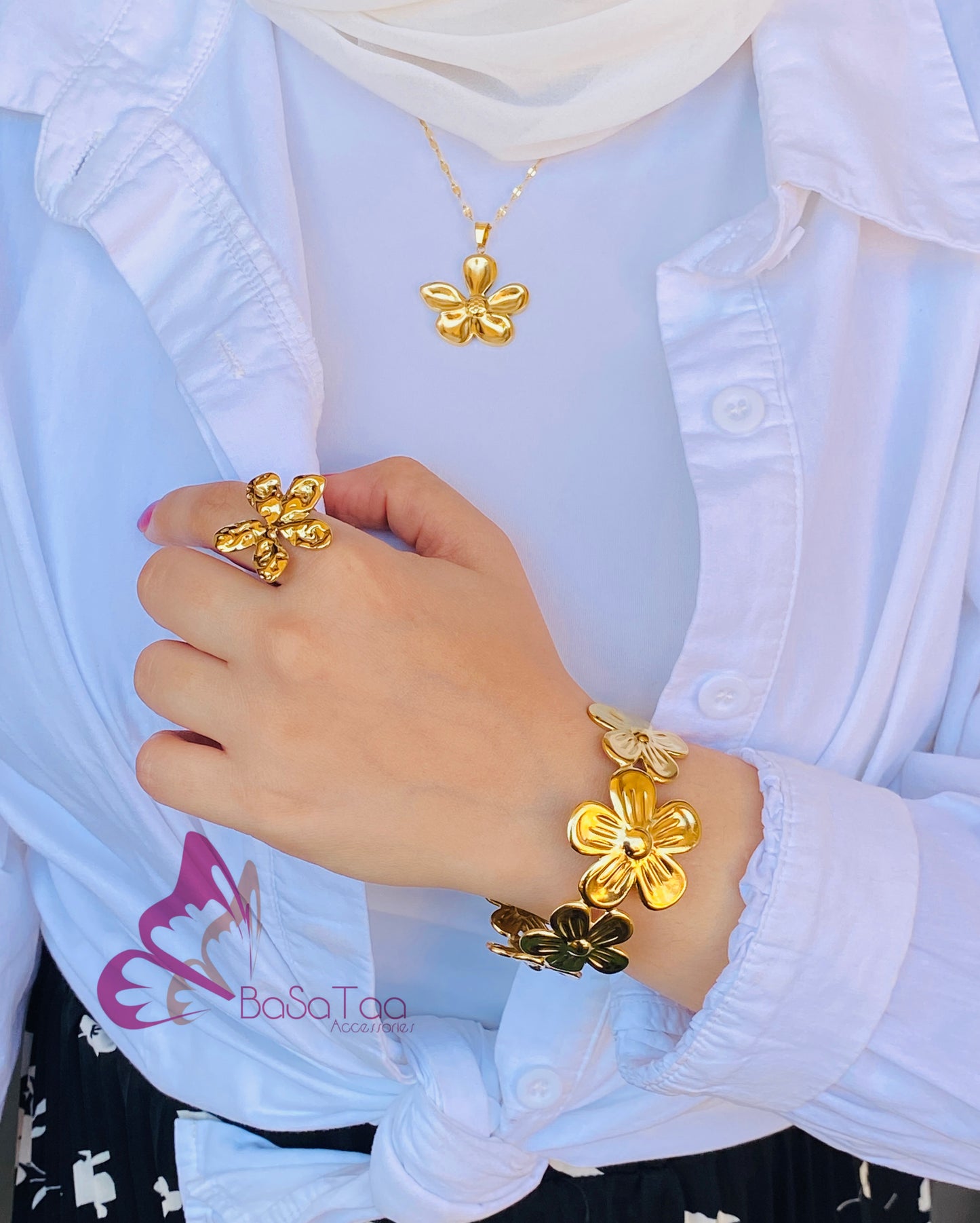 Floral Stainless Bracelet