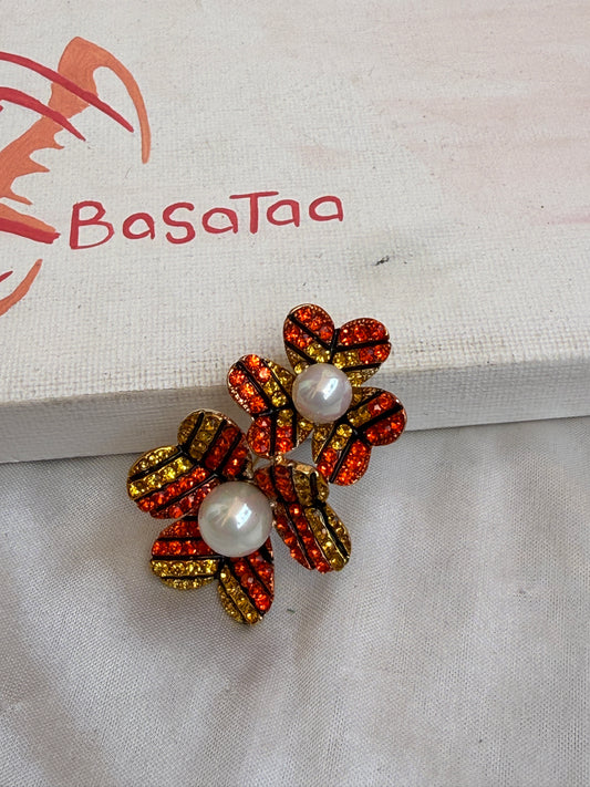 Orange Flowers Pin
