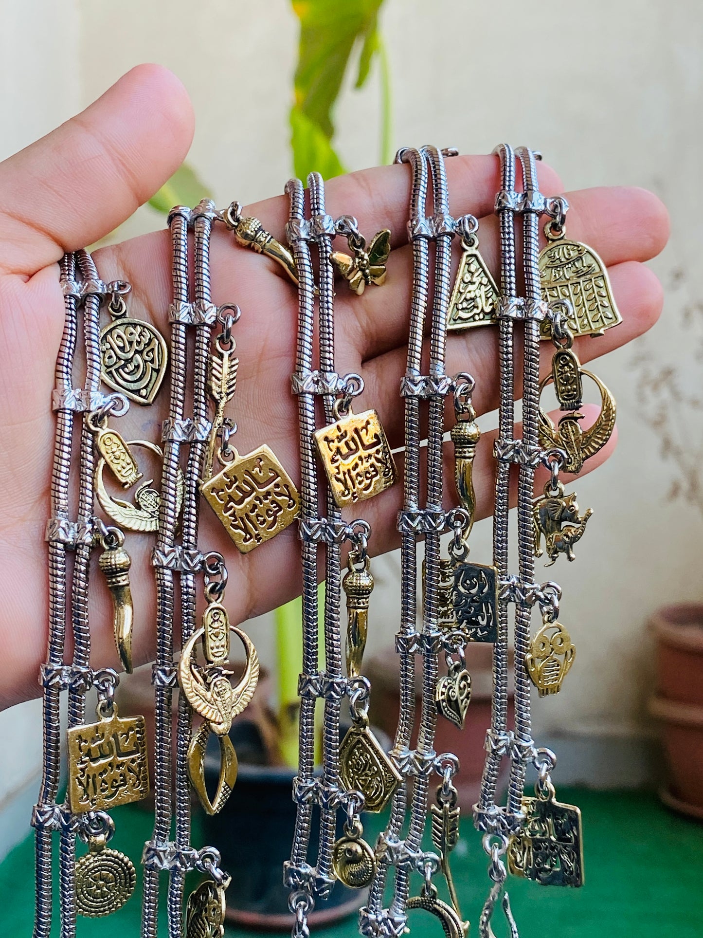 Mixed Silver & Gold Arabic Bracelet