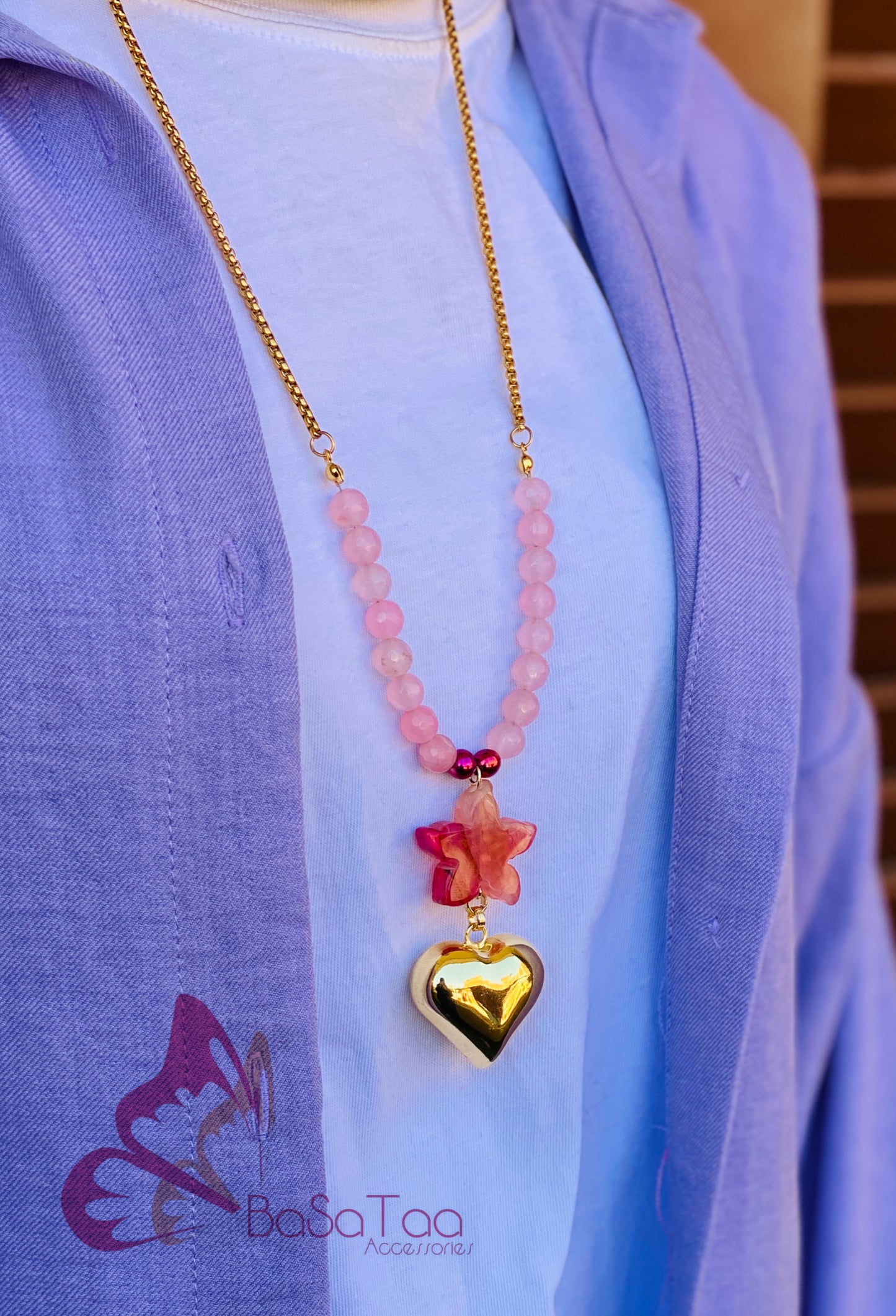 Pink & Gold Unique Necklace 🩷💫