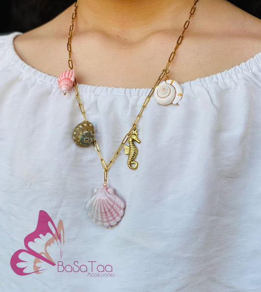 Pink Shades Sea Shells Necklace