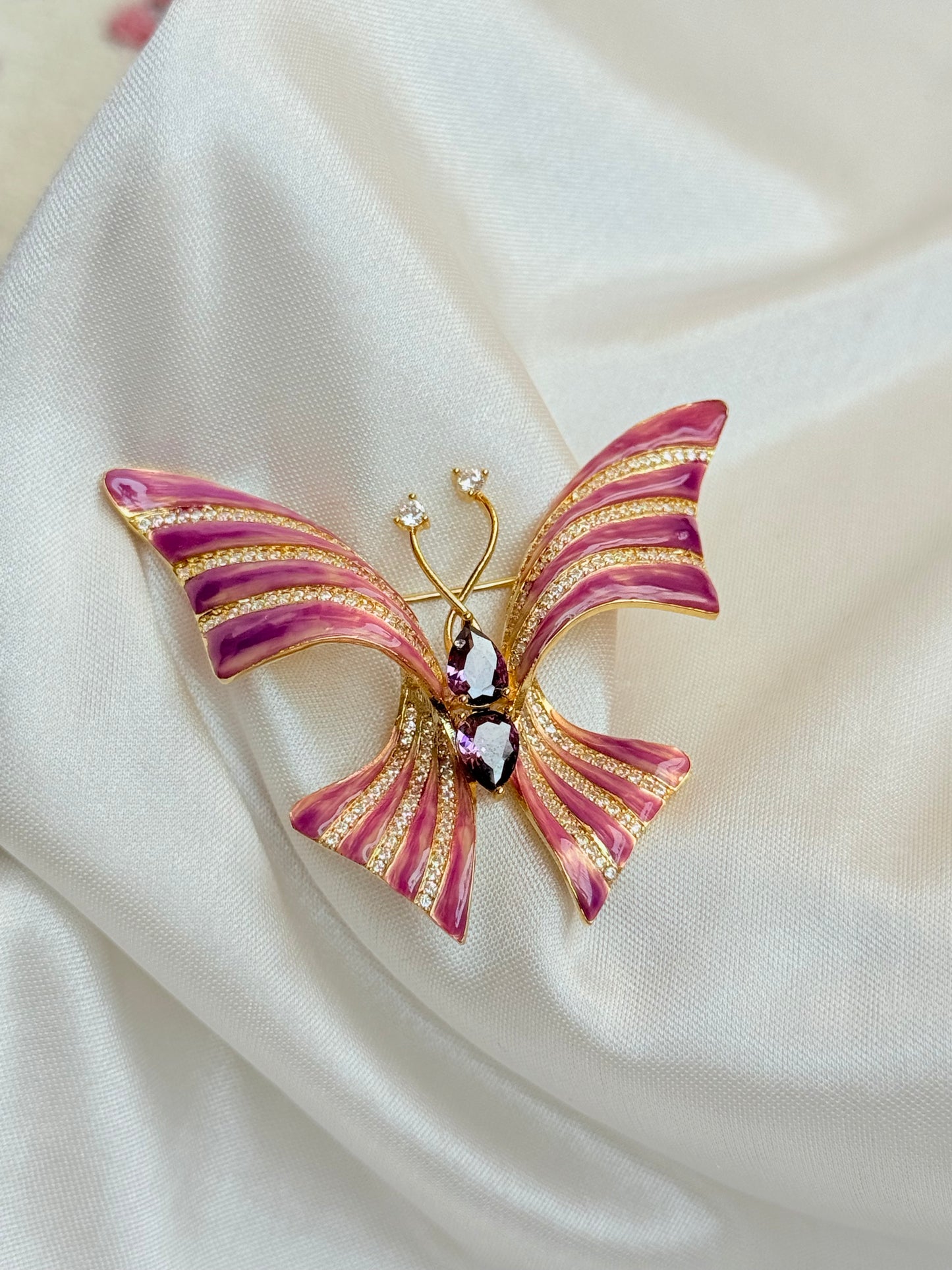 Rose Dust Butterfly Brooch