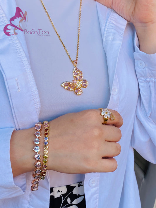 Pinkish Zircon Butterfly Necklace