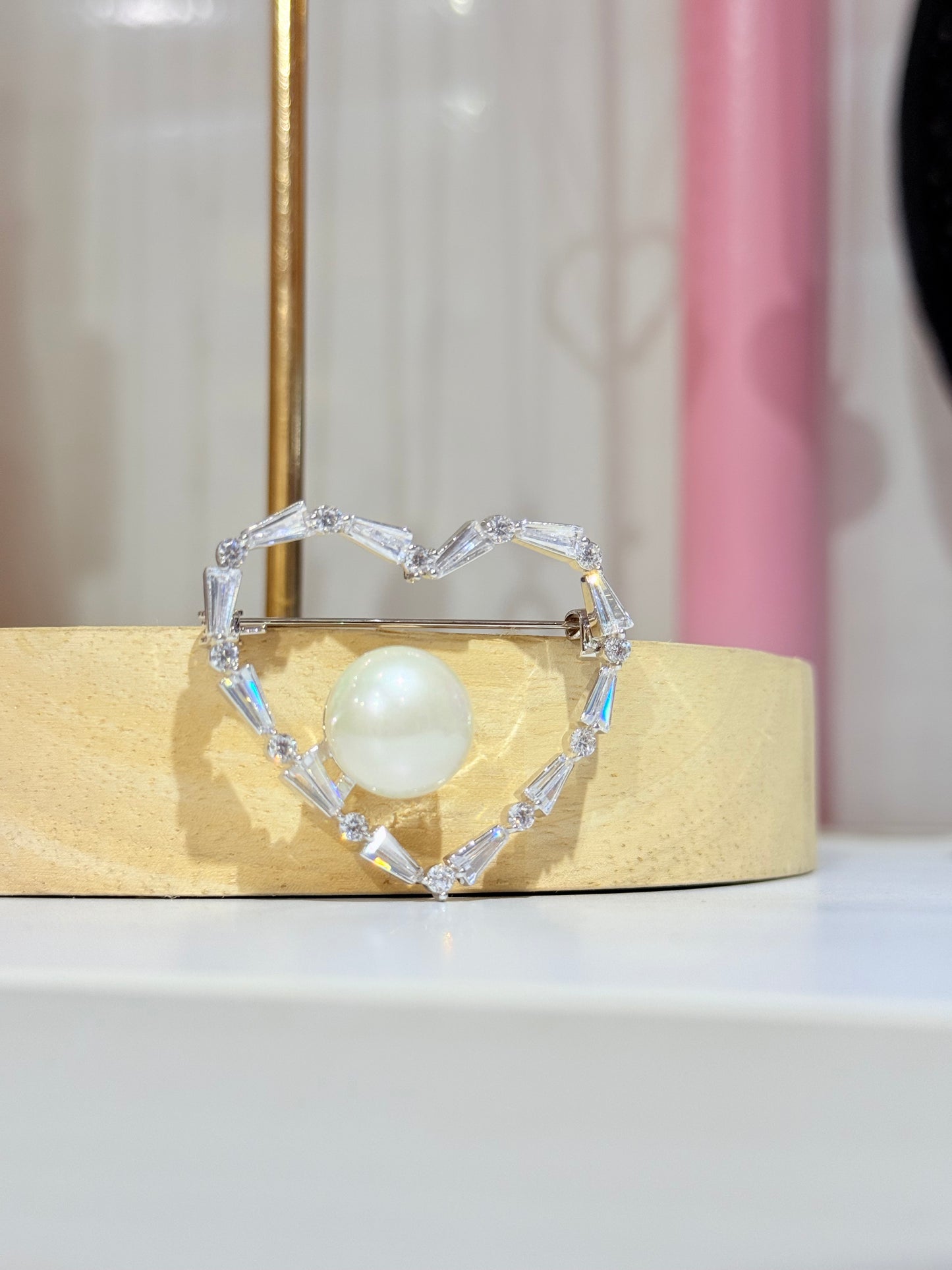 Pearl Heart Brooch