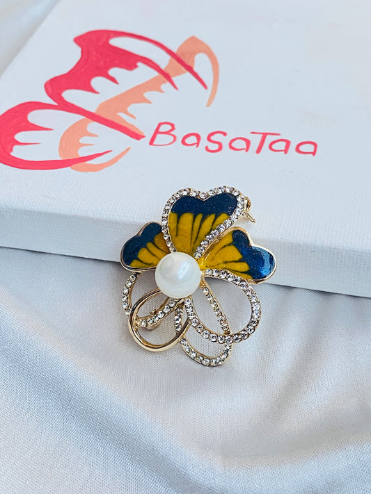 Blue & Yellow Floral Pin