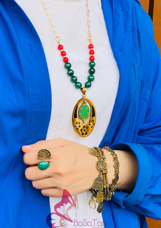 Green & Red Copper Necklace