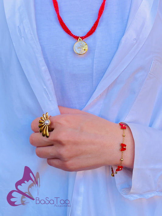 Red Butterfly Stainless Bracelet