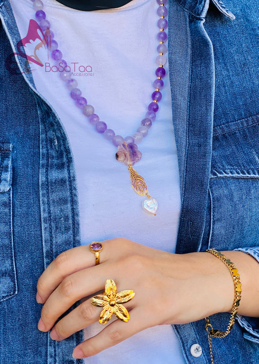 Lavender Leather Necklace