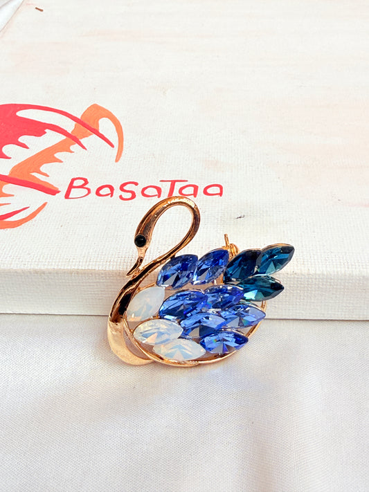 Golden Blue Swan Pin