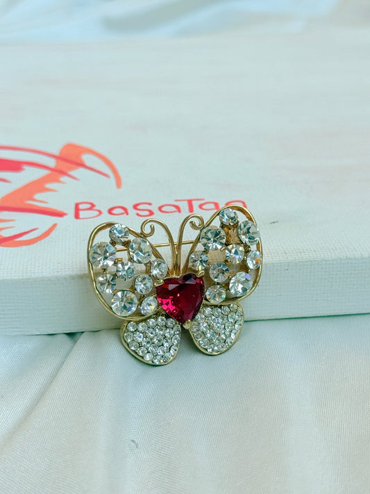 Red Hearted Zircon Pin