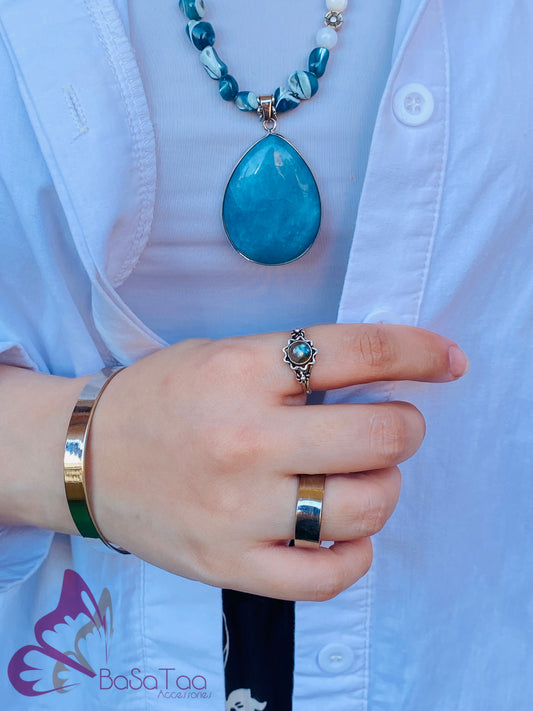 Labradorite Free Size Silver Ring