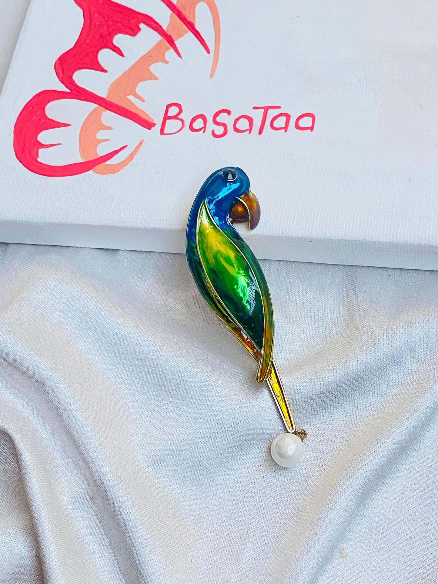Blue & Green Parrot Pin