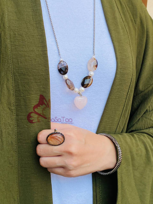 Rose Quartz Hearted Necklace