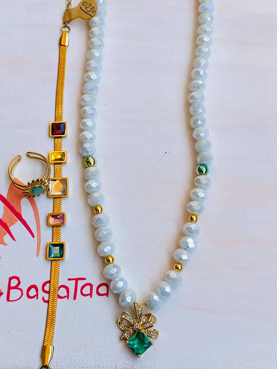 Green Light Crystal Necklace