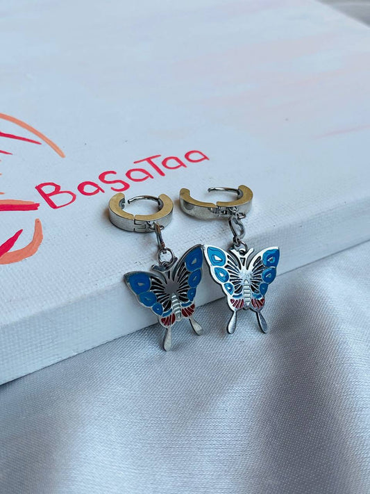 Gold Plated Lavender Butterfly Earrings 011