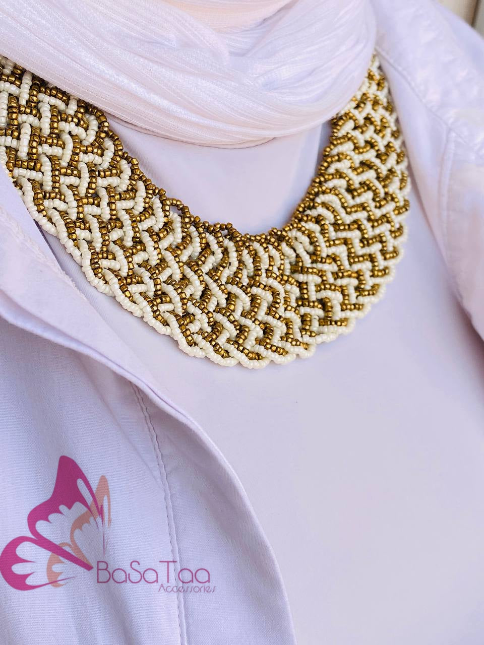 White & Gold Indian Necklace