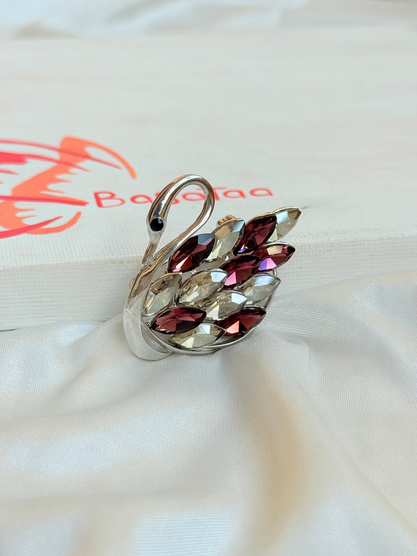 Burgundy Swan Pin