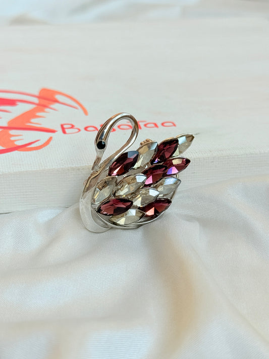 Burgundy Swan Pin