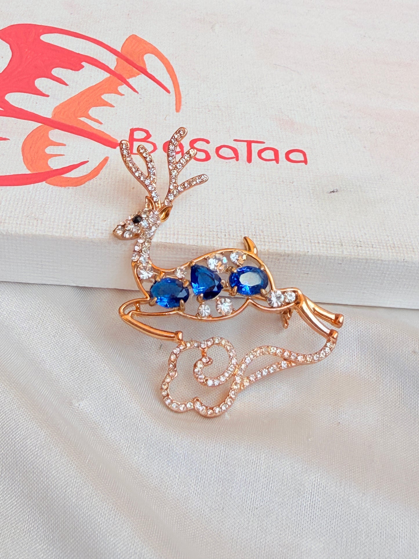 Blue Zircon Gazelle Pin
