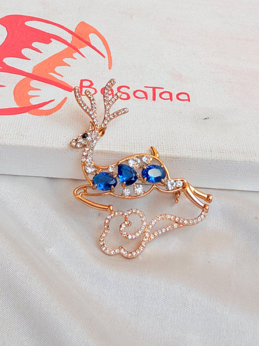 Blue Zircon Gazelle Pin