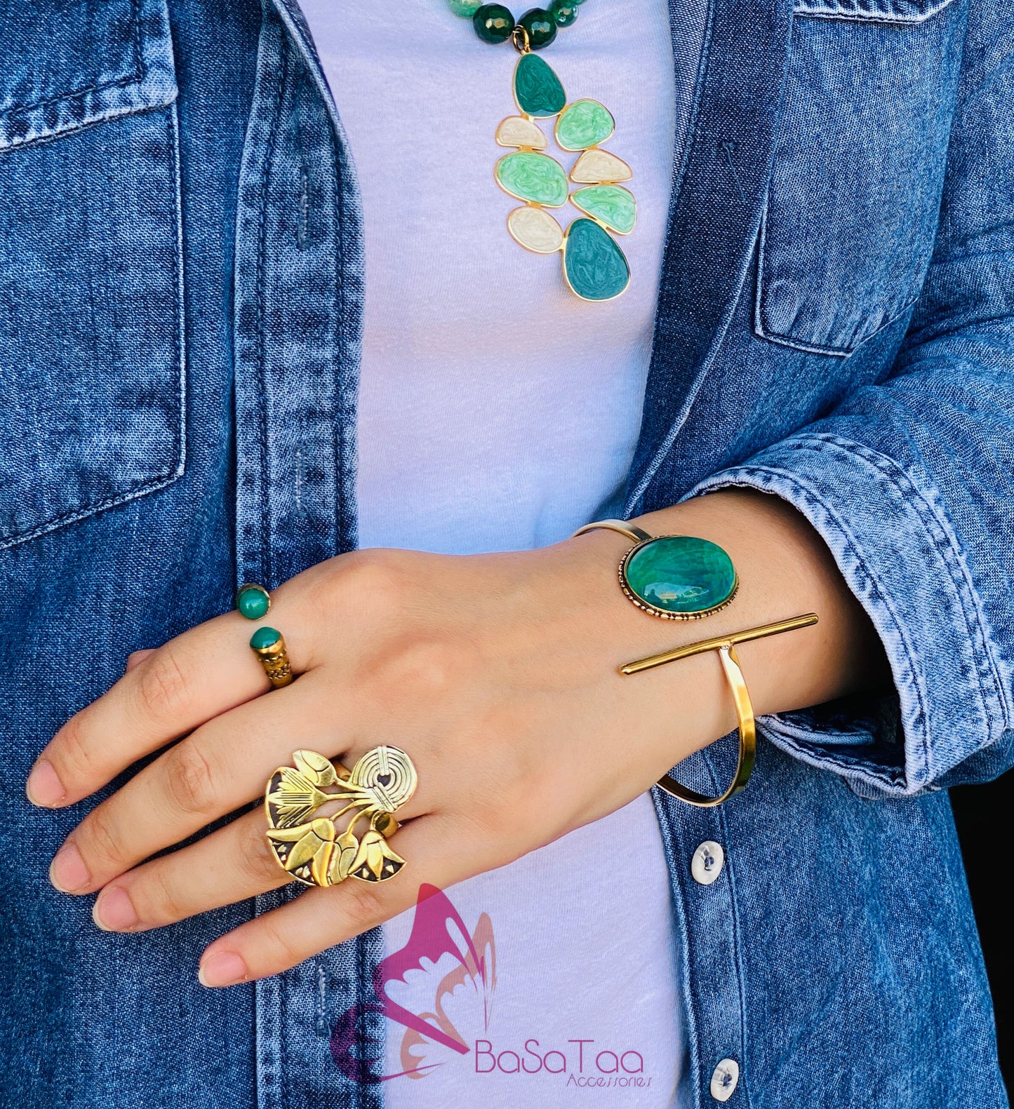 Green Agate Copper Bracelet