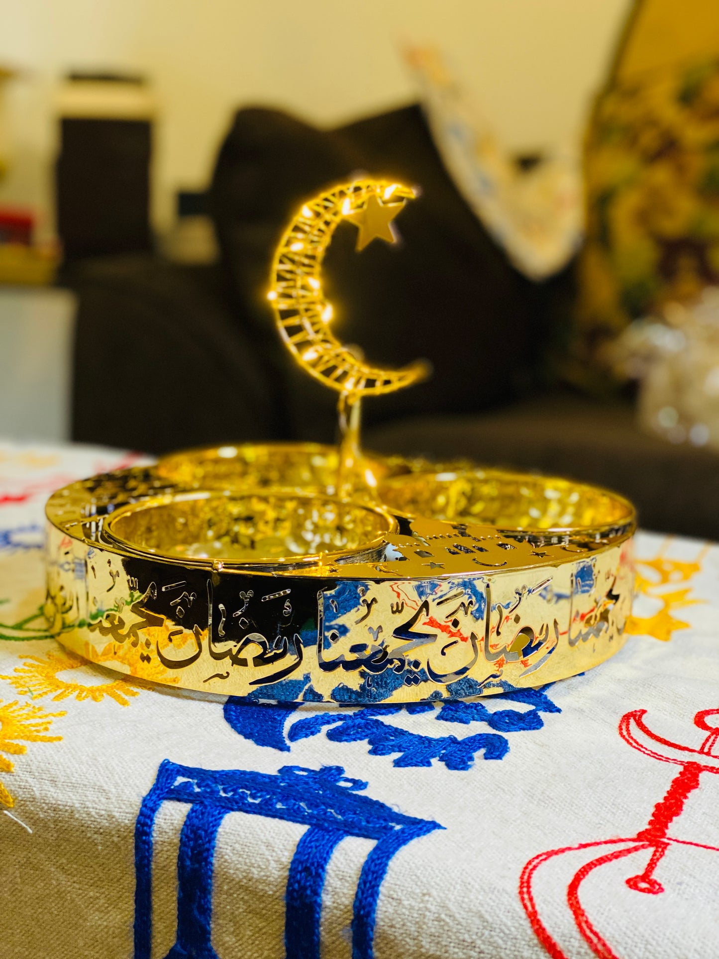 Golden Ramadan Nuts Service Plate