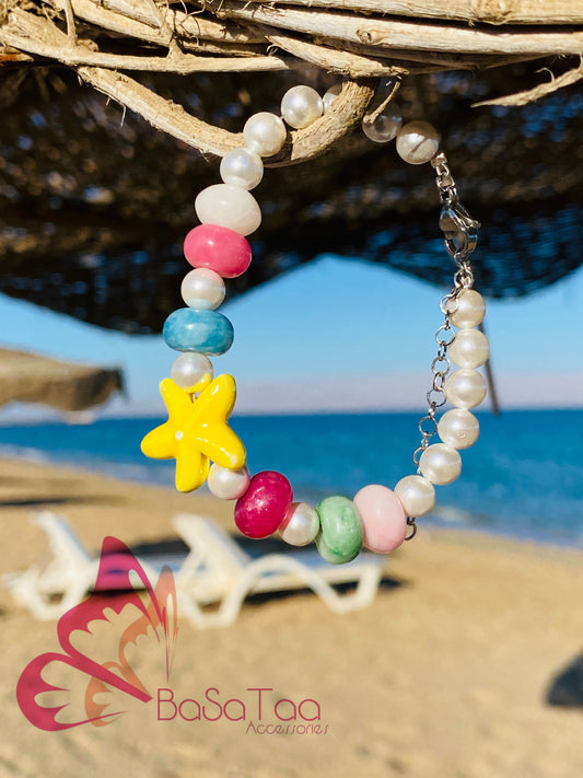 Yellow Star Pearly Bracelet