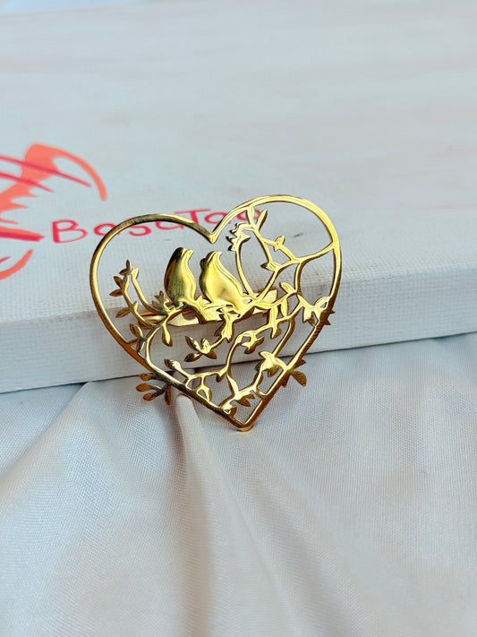 Birds Love Nest Stainless Pin