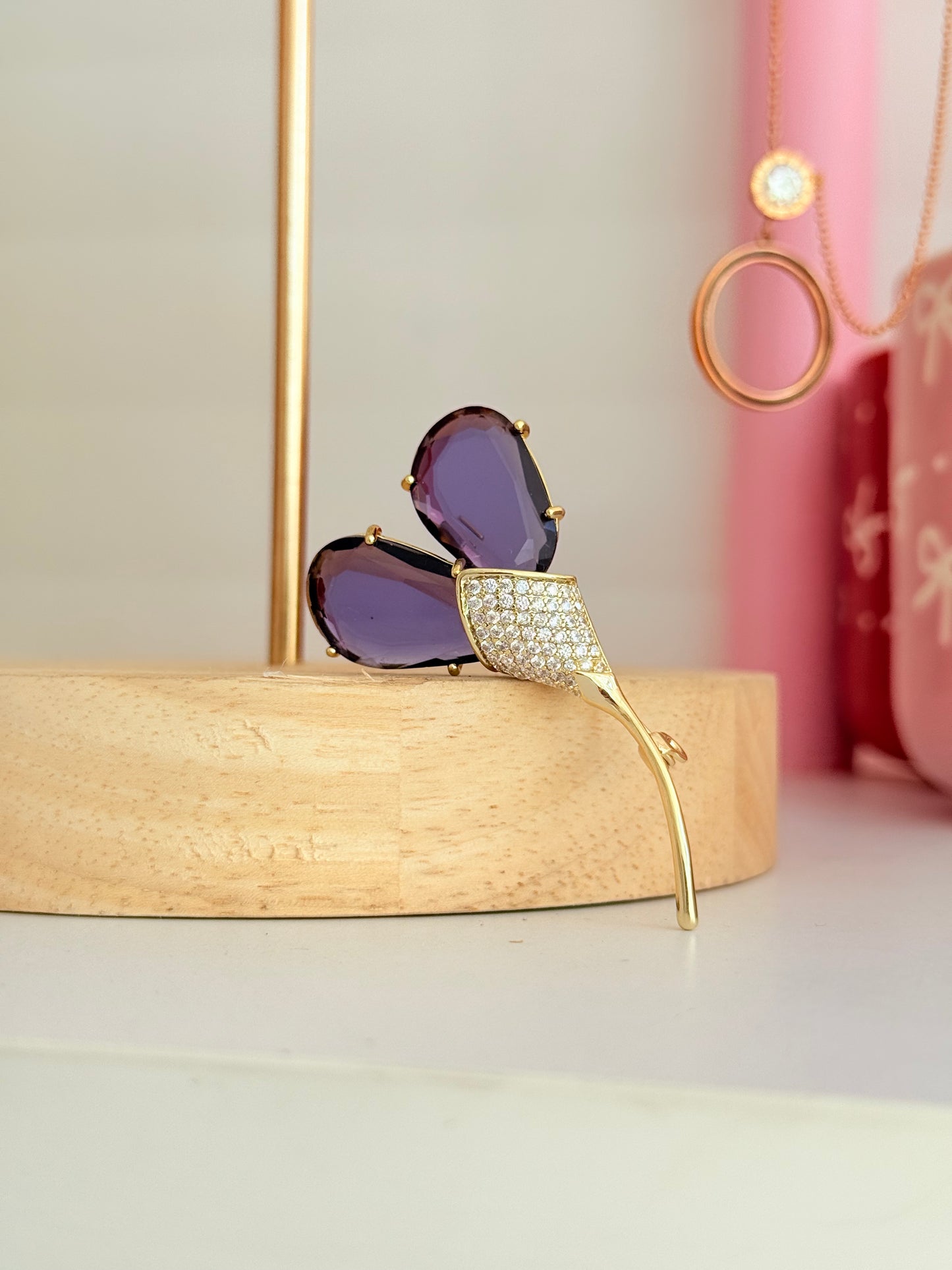 Lavender Heart Brooch