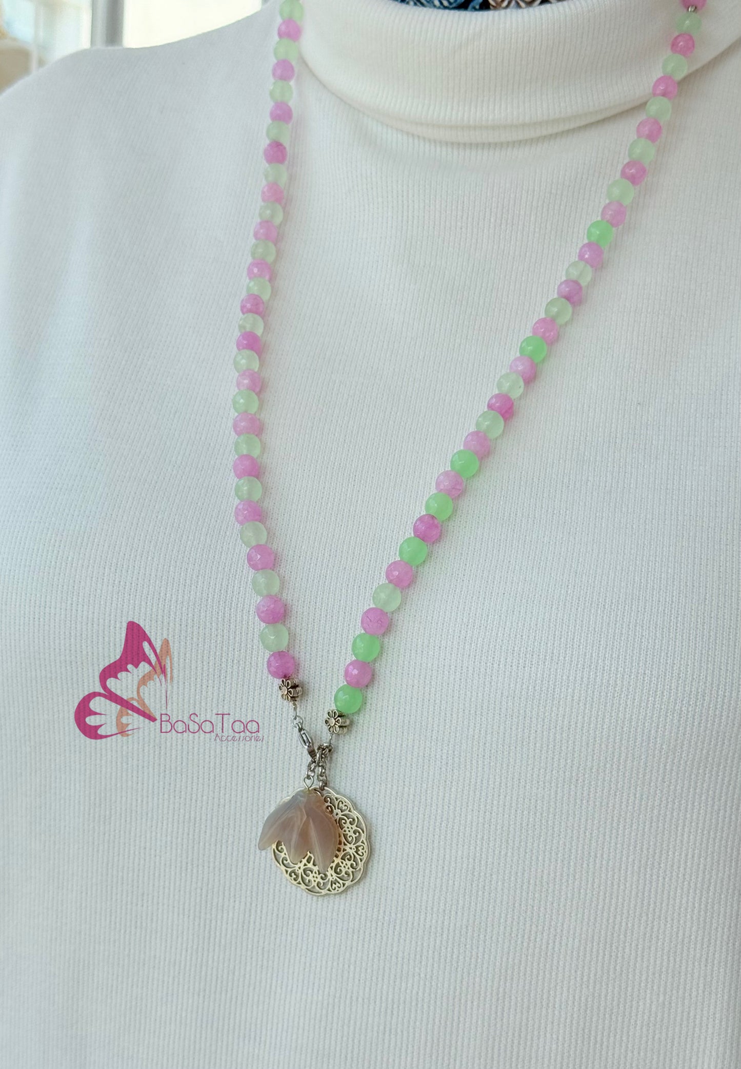 Purple & Green Wearable Agate Sebha