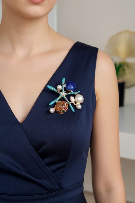 Azure Shell Brooch