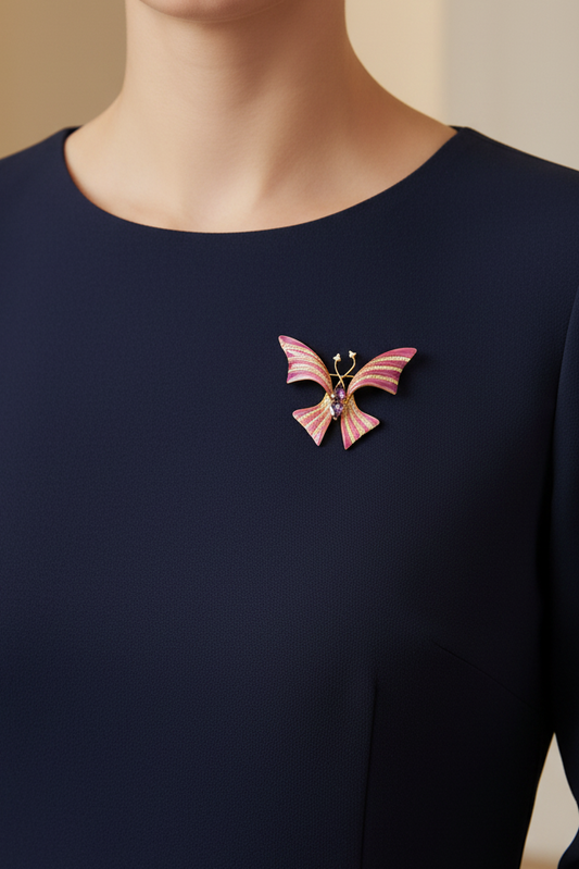 Rose Dust Butterfly Brooch