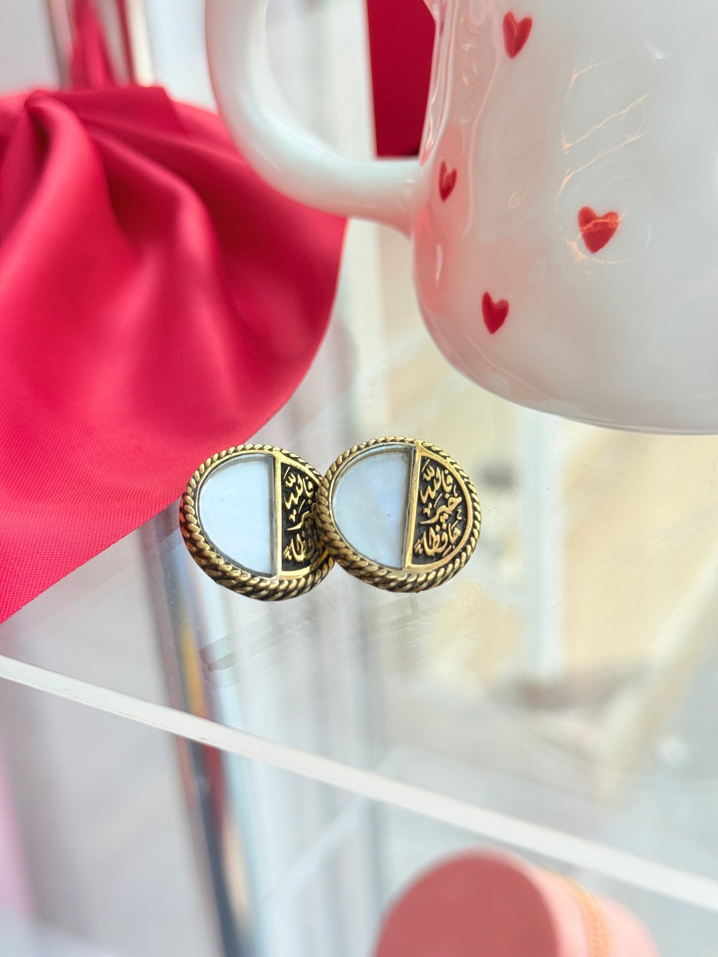 White Copper Earrings