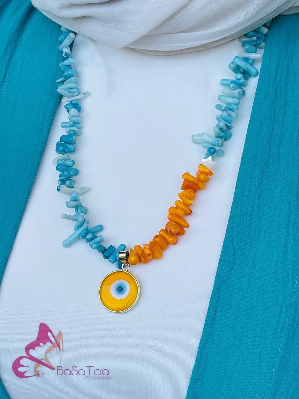 Orange Eye Pendant Necklace