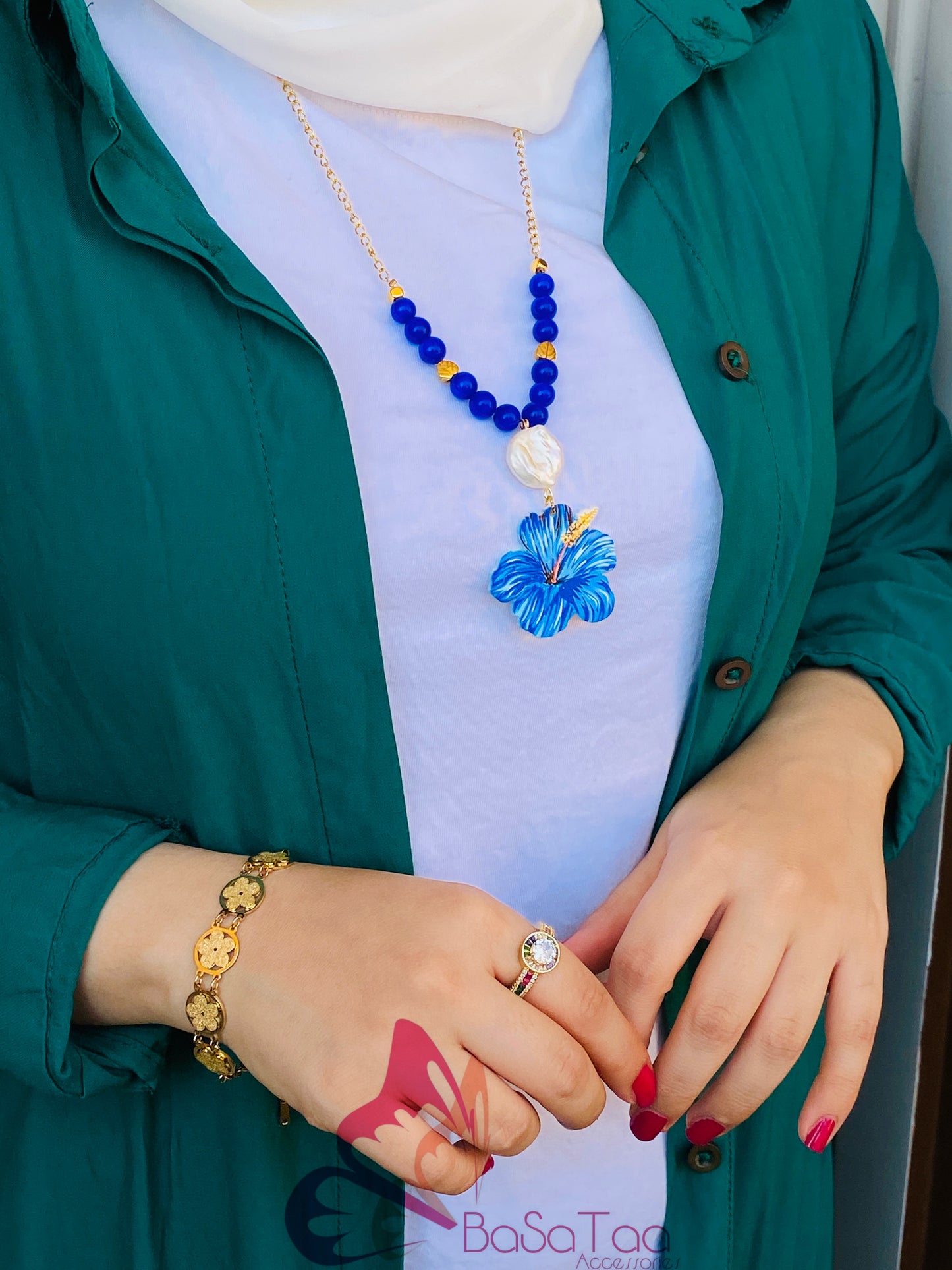 Blue Rose Necklace