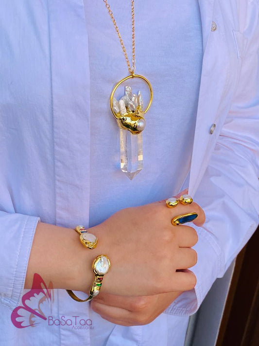 White Quartz Stone Necklace