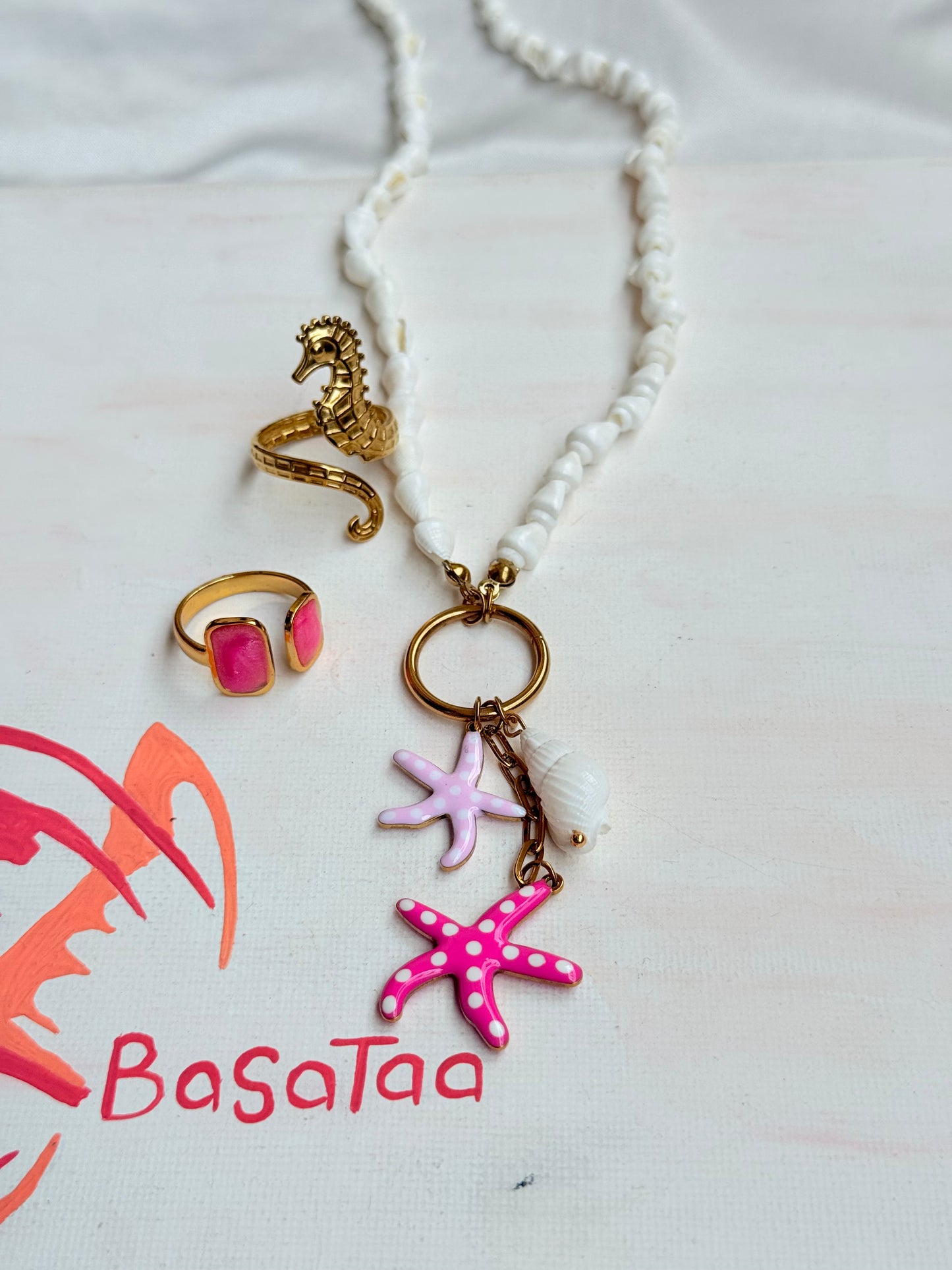 Pinkish Star Fish Necklace