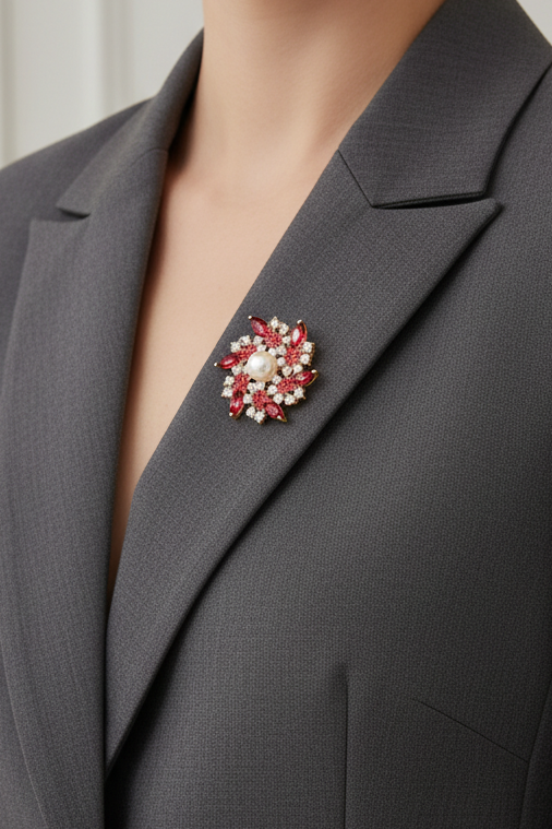 Soft Red Presence Brooch