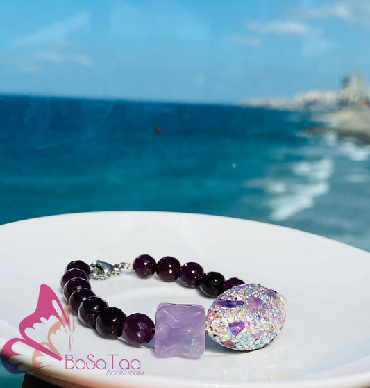 Amethyst with Agate Bracelet