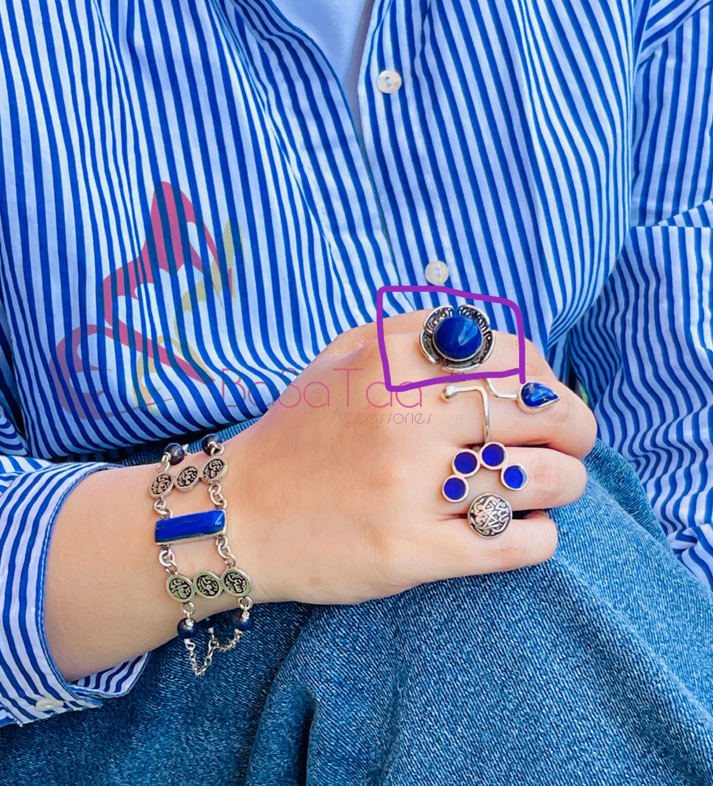 Blue Agate Stone Ring