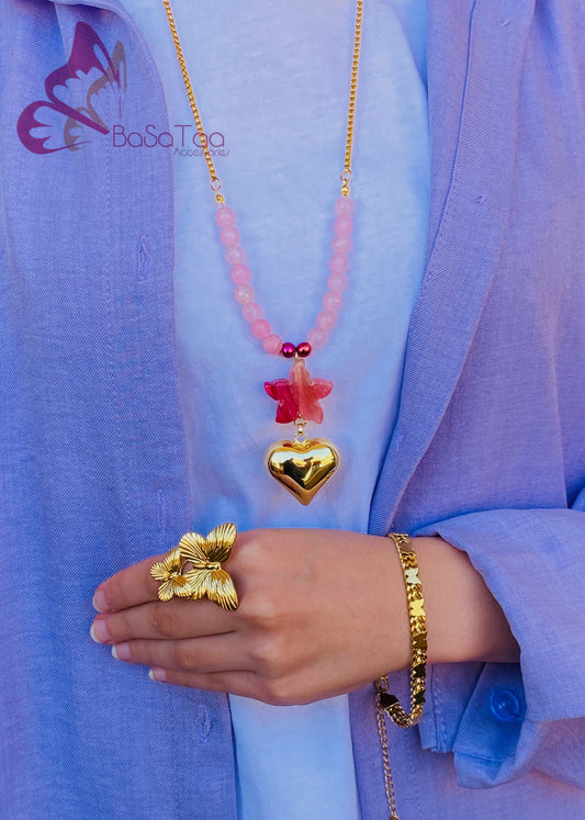 Pink & Gold Unique Necklace 🩷💫