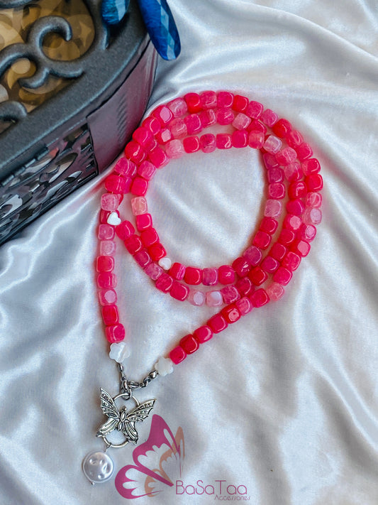 Fuchsia Agate Sebha & Necklace