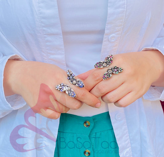 Silver Lavender Butterfly Ring