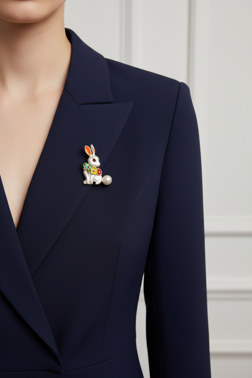 White Rabbit Brooch