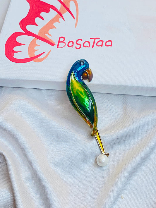 Blue & Green Parrot Pin