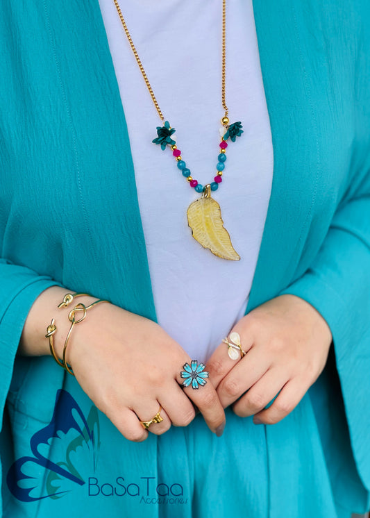 Yellow leaf necklace