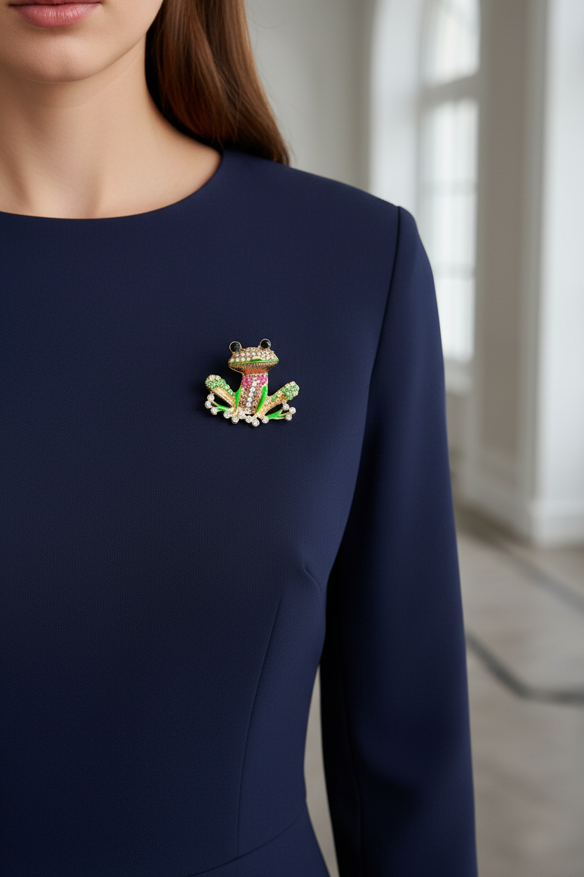 Cheerful Frog Brooch