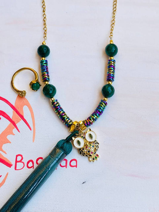 Owl Green Necklace