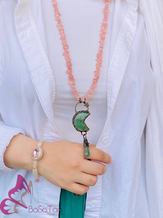 Vintage Green & Pink Necklace