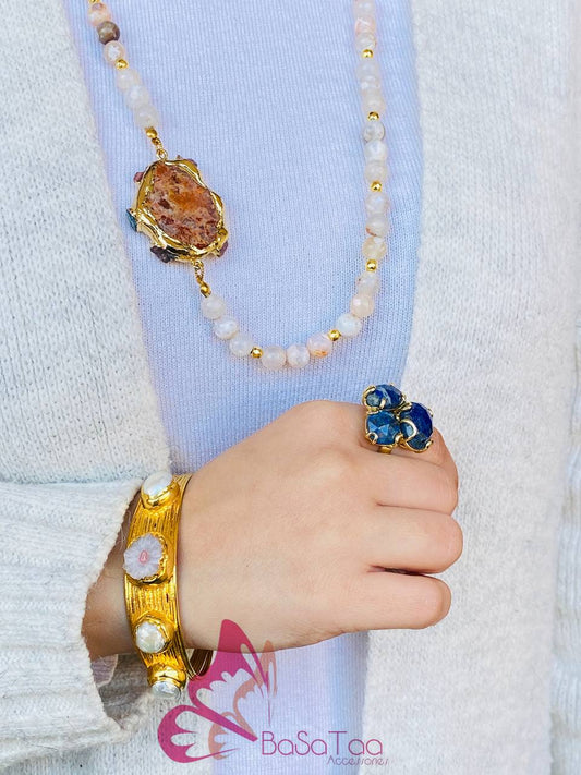 White Stone 21k Golden Plated Bracelet